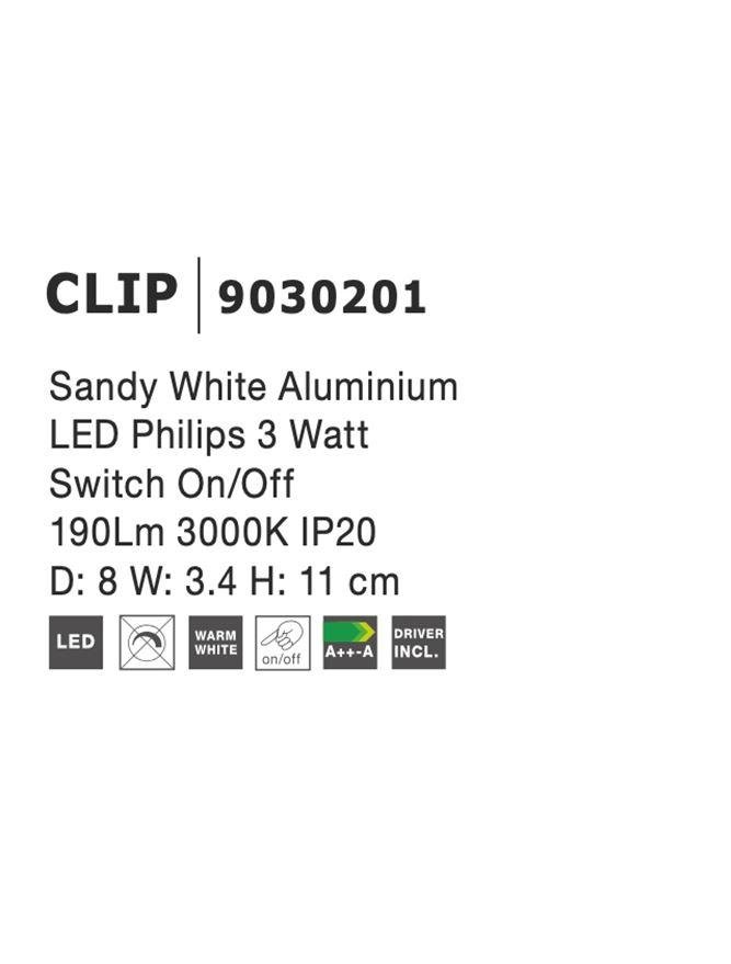 NV 9030201 Bodové svítidlo CLIP bílý hliník LED Philips 3W vypínač na těle 3000K IP20 - NOVA LUCE (obrázek 8)