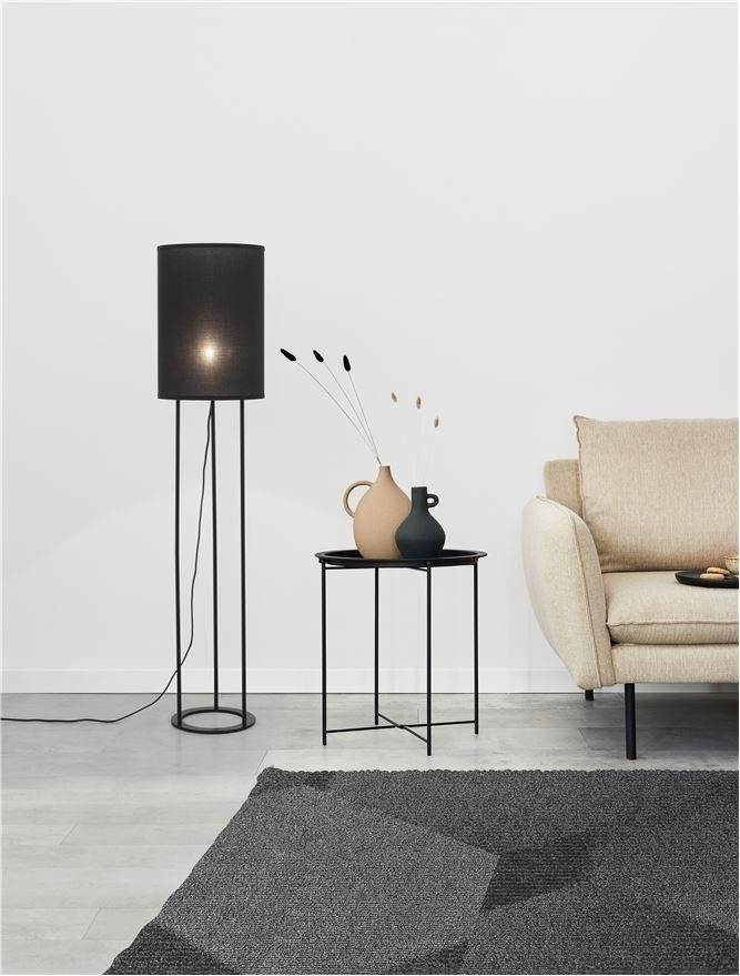 NV 9043301 Stojací lampa LEITH černé stínidlo a černý hliník E27 1x12W 230V IP20 bez žárovky - NOVA LUCE
