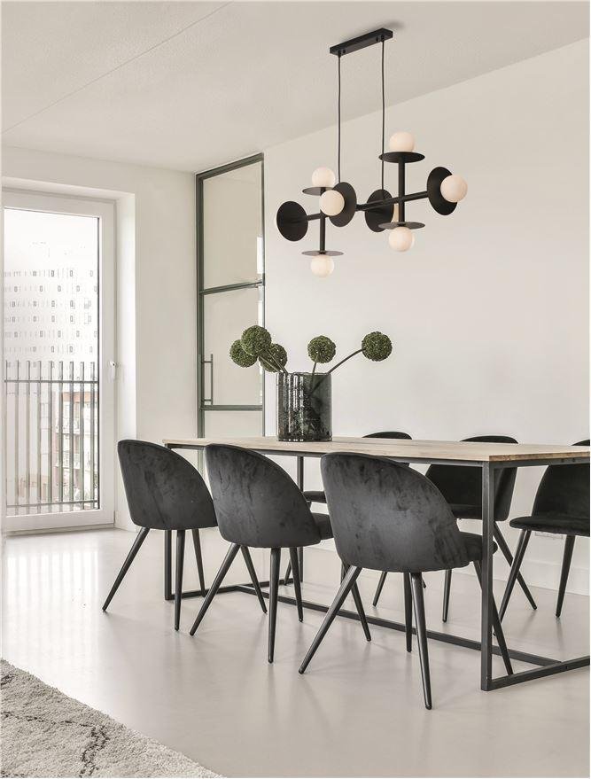 NV 9043307 Závěsné svítidlo PIELO černý kov opálové sklo G9 8x5W 230V IP20 bez žárovky - NOVA LUCE
