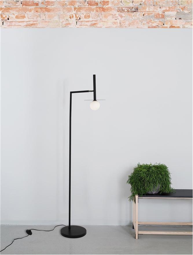NV 9043309 Stojací lampa PIELO černý kov opálové sklo G9 1x5W 230V IP20 třída II bez žárovky - NOVA LUCE