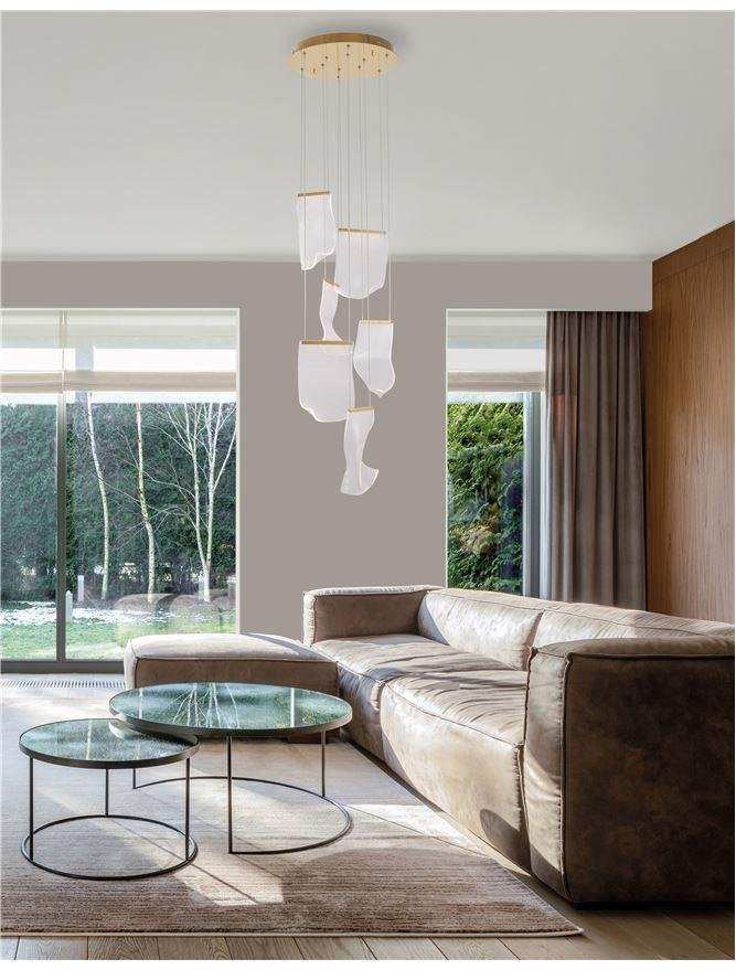 NV 9054442 Závěsné svítidlo SIDERNO zlatý hliník a akryl LED 39W 230V 3000K IP20 - NOVA LUCE