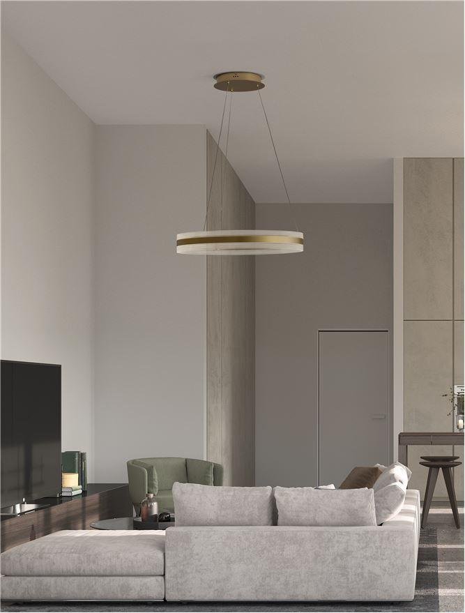 NV 9054444 Závěsné svítidlo AGOS zlatý hliník a akryl LED 75W 230V 3000K IP20 stmívatelné - NOVA LUCE