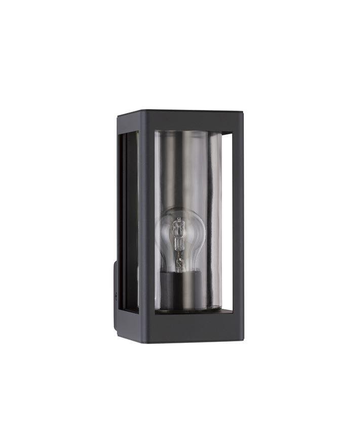 NV 9060192 Venkovní nástěnné svítidlo FIGO tmavě šedý hliník a čiré sklo E27 1x12W 220-240V bez žárovky IP54 - NOVA LUCE