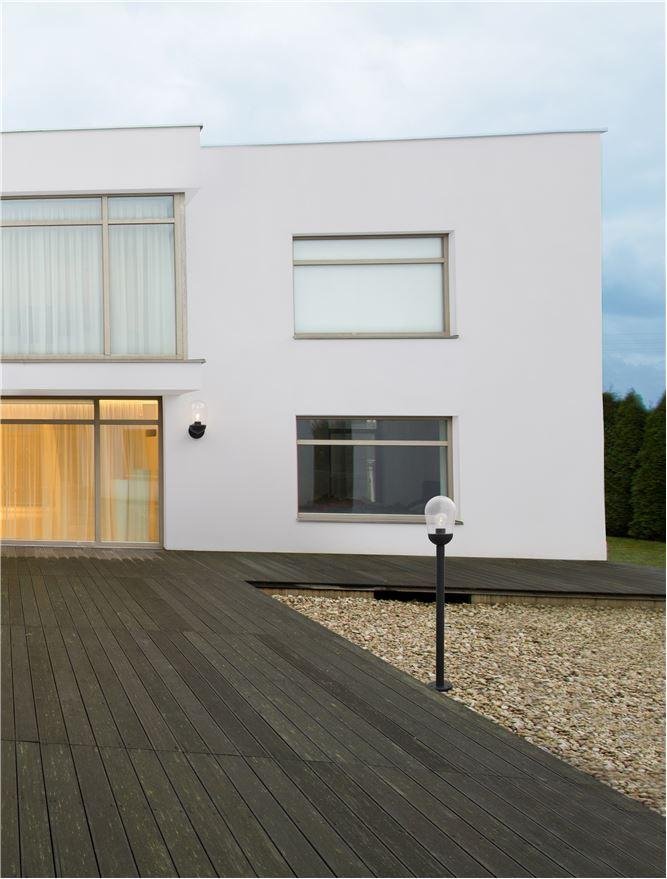 NV 9060196 Venkovní sloupkové svítidlo OMIKA tmavě šedý hliník a čiré sklo E27 1x12W 220-240V bez žárovky IP54 - NOVA LUCE