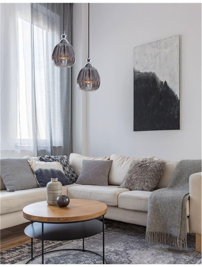 NV 9066101 Závěsné svítidlo ZARLEY chromovaný kov kouřové šedé sklo E27 1x12W 230V IP20 bez žárovky - NOVA LUCE