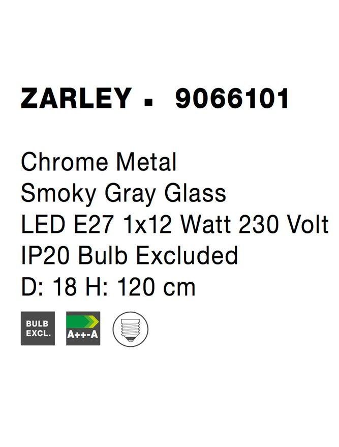 NV 9066101 Závěsné svítidlo ZARLEY chromovaný kov kouřové šedé sklo E27 1x12W 230V IP20 bez žárovky - NOVA LUCE (obrázek 7)