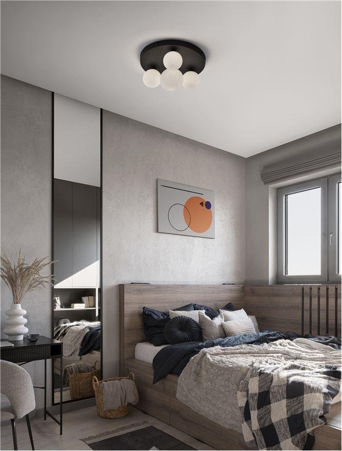 NV 9080128 Stropní svítidlo EDEM černý hliník opálové sklo G9 4x5W 220V IP20 bez žárovky IP20 - NOVA LUCE