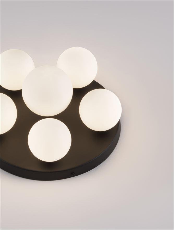NV 9080129 Stropní svítidlo EDEM černý hliník opálové sklo G9 6x5W 220V IP20 bez žárovky IP20 - NOVA LUCE