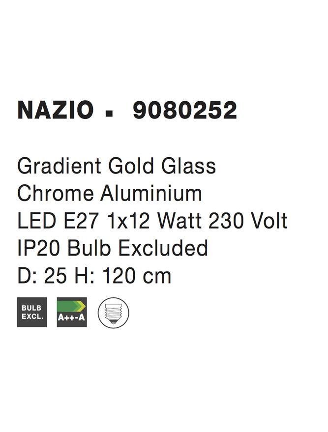 NV 9080252 Závěsné svítidlo NAZIO zlaté sklo s přechodem chromovaný hliník E27 1x12W 230V IP20 bez žárovky - NOVA LUCE (obrázek 5)