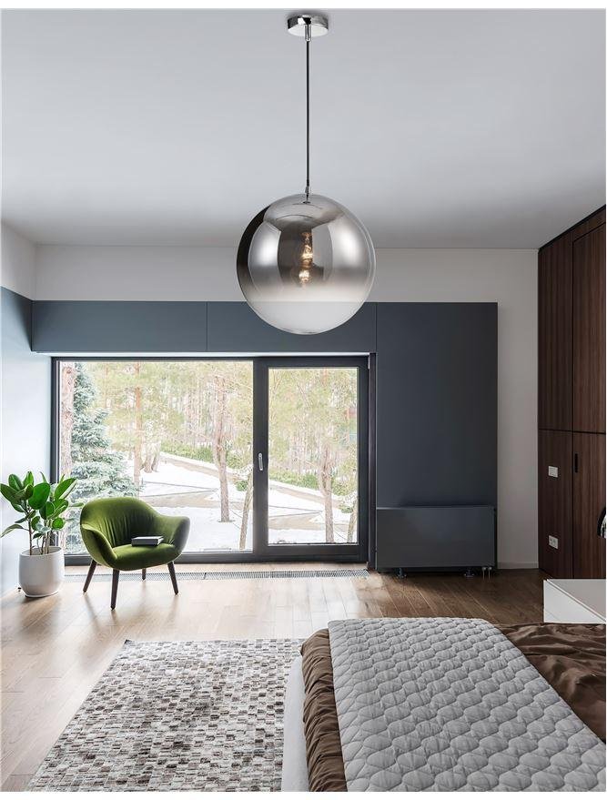 NV 9080400 Závěsné svítidlo LAZIONE kouřové sklo s přechodem chromovaný hliník E27 1x12W 230V IP20 bez žárovky - NOVA LUCE