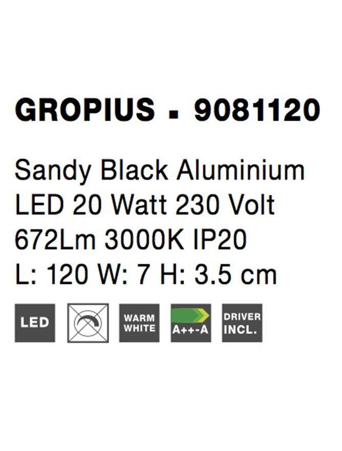 NV 9081120 Nástěnné svítidlo GROPIUS černý hliník LED 20W 230V 3000K IP20 - NOVA LUCE (obrázek 9)
