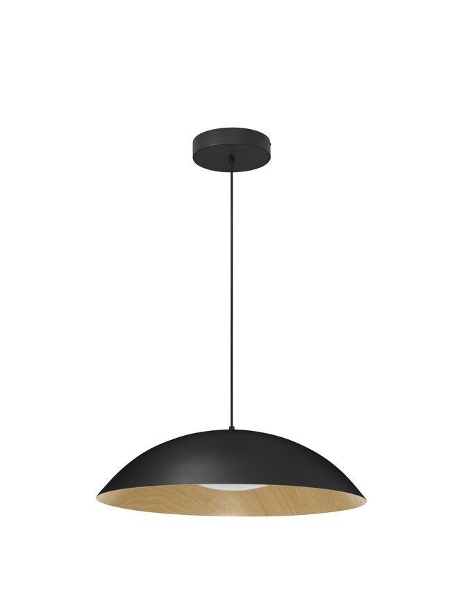 NV 9081290 Závěsné svítidlo GLIM černá zvenku přírodní dřevo uvnitř hliník a akryl LED 47W 230V 3000K IP20 stmívatelné - NOVA LUCE