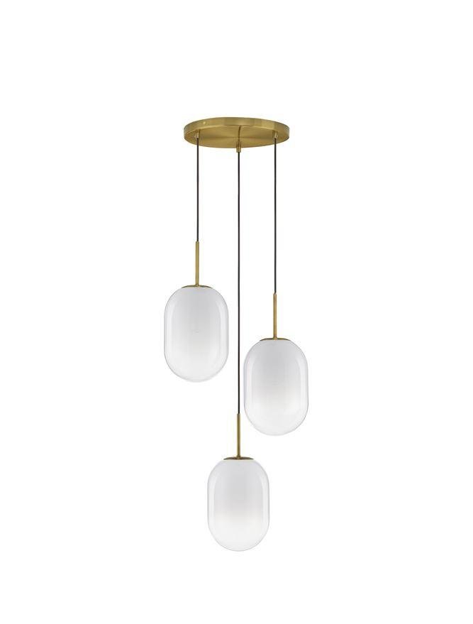 NV 9092820 Závěsné svítidlo CHRYSI mosazný zlatý kov a bílé sklo s přechody G9 3x5W 230V IP20 bez žárovky - NOVA LUCE (obrázek 2)