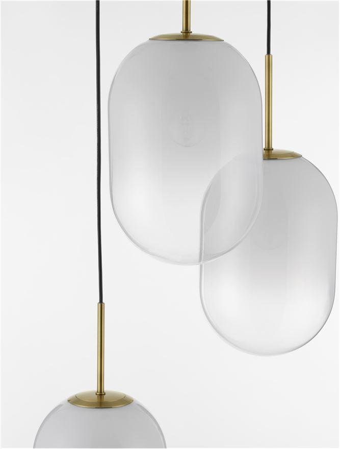 NV 9092820 Závěsné svítidlo CHRYSI mosazný zlatý kov a bílé sklo s přechody G9 3x5W 230V IP20 bez žárovky - NOVA LUCE (obrázek 3)