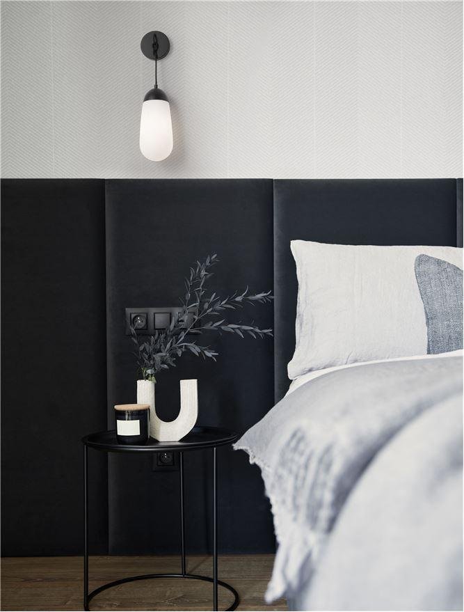 NV 9092828 Nástěnné svítidlo BLAKY matný černý kov a opálové sklo E14 1x5W bez žárovky - NOVA LUCE