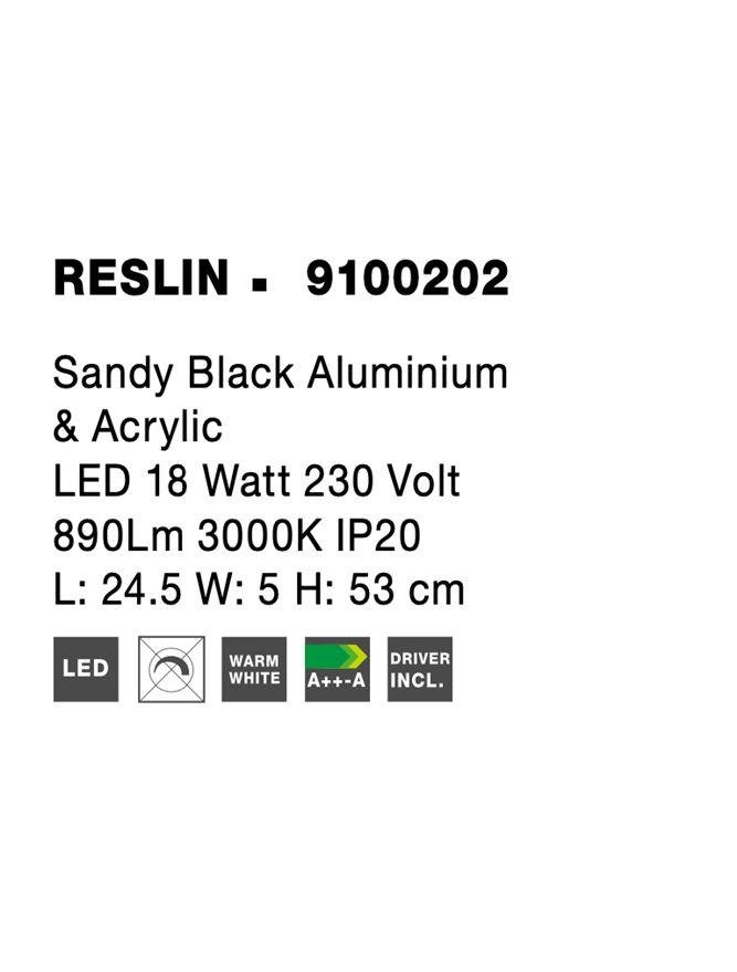NV 9100202 Nástěnné svítidlo RESLIN černý hliník a akryl LED 18W 220V 3000K IP20 - NOVA LUCE (obrázek 10)