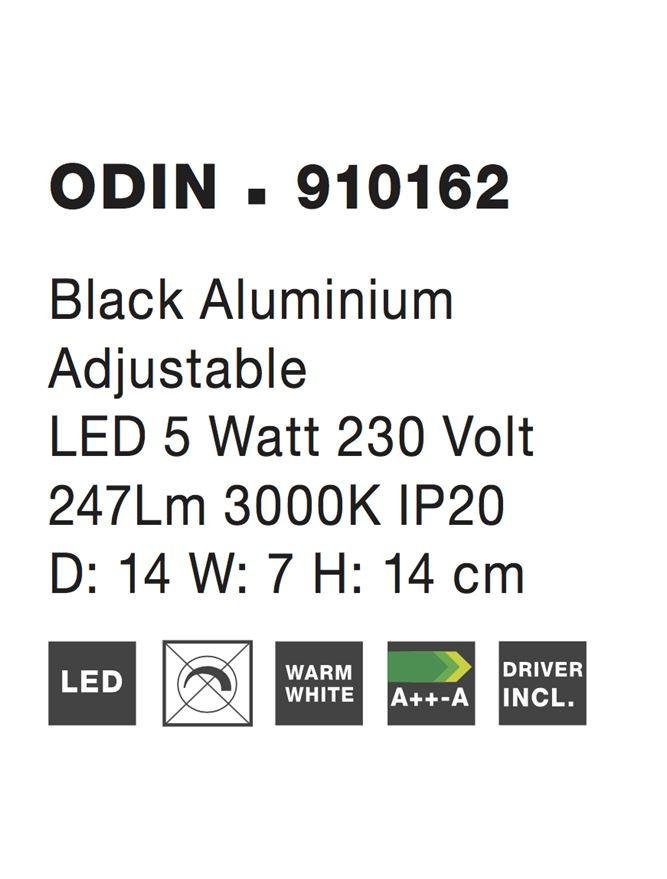 NV 910162 Nástěnné svítidlo ODIN černý hliník LED 5W - NOVA LUCE (obrázek 6)