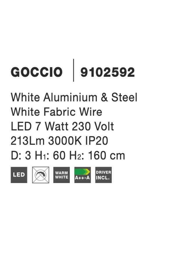 NV 9102592 Závěsné svítidlo GOCCIO bílý hliník a ocel bílý kabel LED 7W 230V 3000K IP20 - NOVA LUCE (obrázek 5)