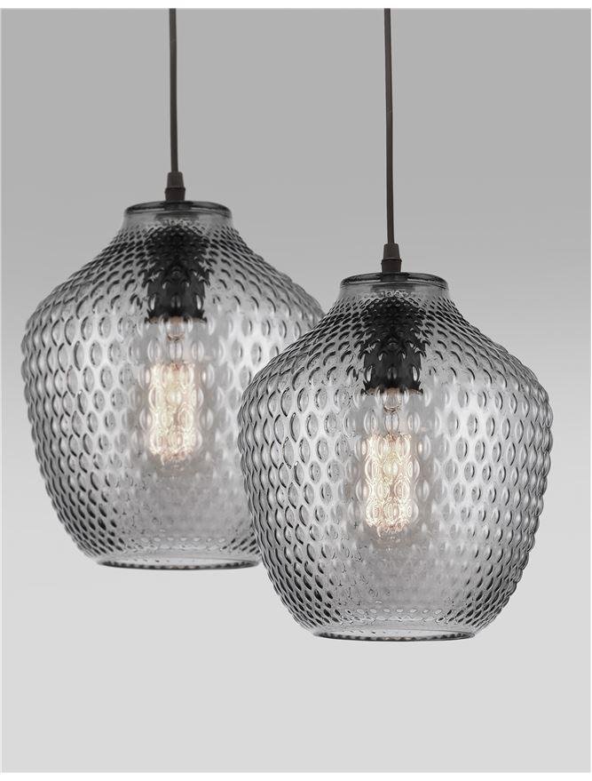 NV 9103531 Závěsné svítidlo CLARO kouřové sklo černý kov E27 1x12W 230V IP20 bez žárovky - NOVA LUCE