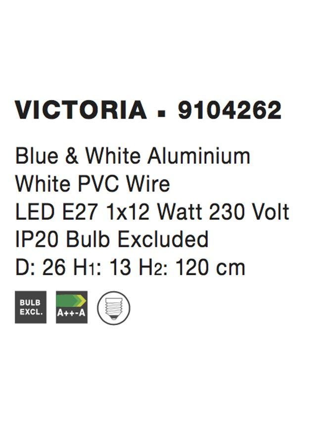 NV 9104262 Závěsné svítidlo VICTORIA modrý a bílý hliník bílý PVC kabel E27 1x12W bez žárovky - NOVA LUCE (obrázek 4)