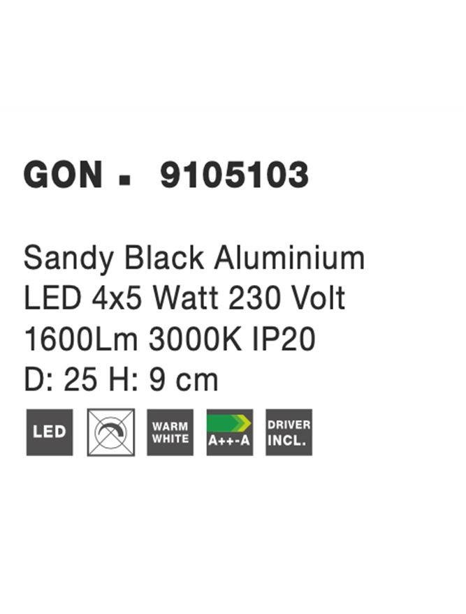 NV 9105103 Bodové svítidlo GON černý hliník LED 4x5W 230V 3000K IP20 - NOVA LUCE (obrázek 7)