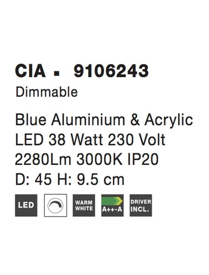 NV 9106243 Stropní svítidlo CIA modrý hliník a akryl LED 38W 230V 3000K IP20 stmívatelné - NOVA LUCE (obrázek 4)