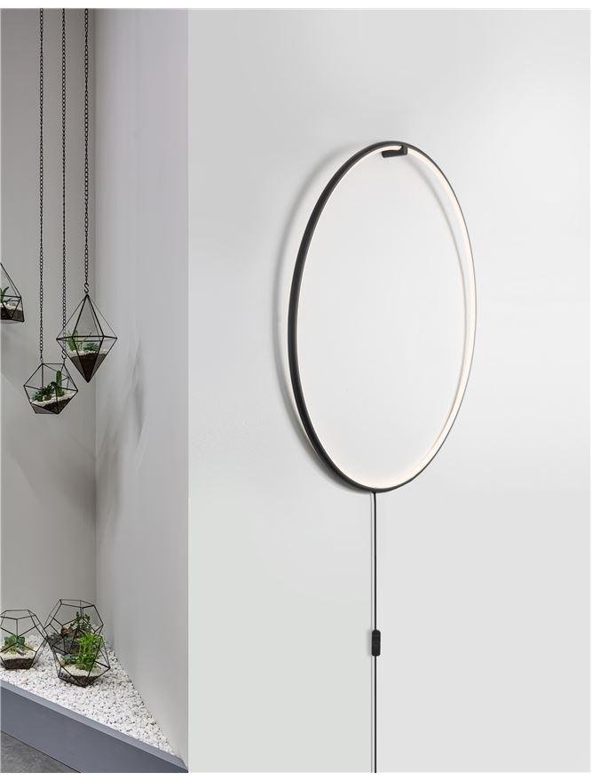 Levně NV 9108311 Nástěnné svítidlo RING černý hliník a akryl černý kabel LED 28W 230V 3000K IP20 stmívatelné - NOVA LUCE