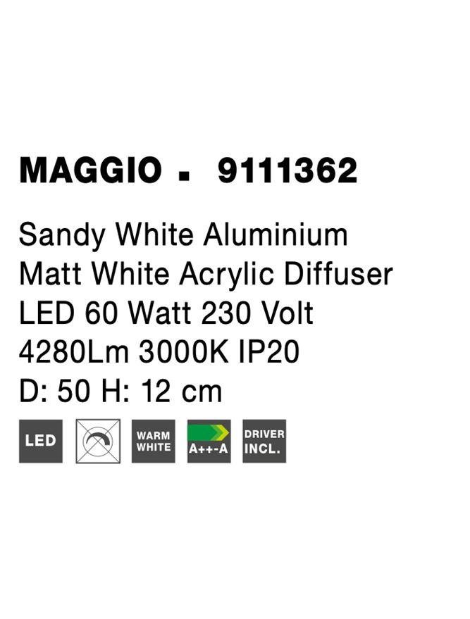 NV 9111362 Stropní svítidlo MAGGIO bílý hliník matný bílý akrylový difuzor LED 60W 230V 3000K IP20 - NOVA LUCE (obrázek 8)