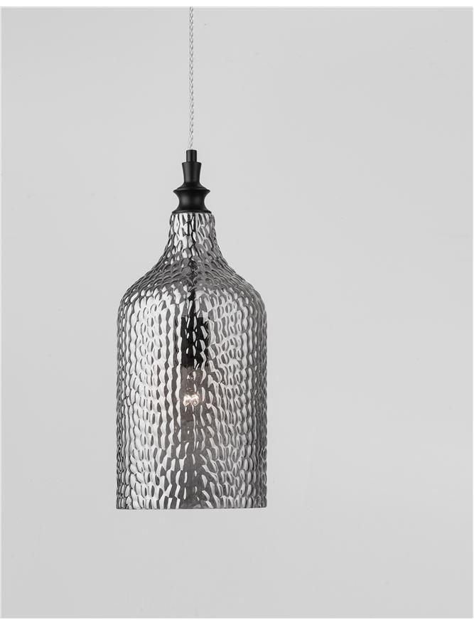 NV 9113711 Závěsné svítidlo MAROU kouřové šedé sklo matný černý kov E27 1x12W 230V bez žárovky IP20 - NOVA LUCE