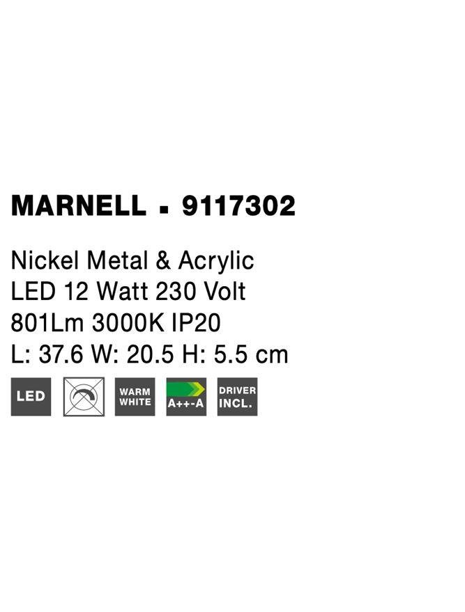 NV 9117302 Nástěnné svítidlo nad obrazy MARNELL kov barvy nikl a akryl LED 12W 230V 3000K IP20 - NOVA LUCE (obrázek 9)