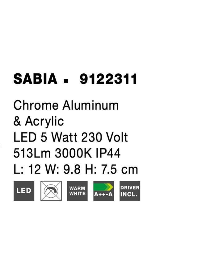 NV 9122311 Nástěnné svítidlo SABIA chrom hliník a akryl LED 5W 220-240V 3000K IP44 - NOVA LUCE (obrázek 5)