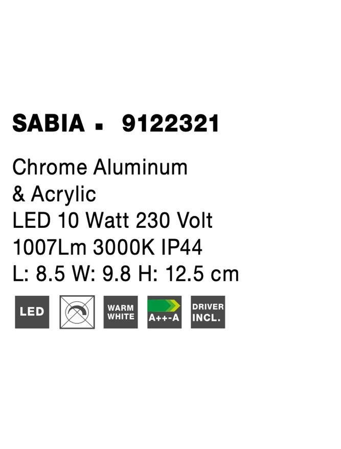 NV 9122321 Nástěnné svítidlo SABIA chrom hliník a akryl LED 10W 220-240V 3000K IP44 - NOVA LUCE (obrázek 5)
