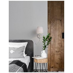 Obrázek pro produkt Nástěnné svítidlo SAGE bílý hliník bílé stínidlo vypínač na těle E27 1x12W LED 1x3W 220V bez žárovky IP20 čtecí lampička - NOVA LUCE