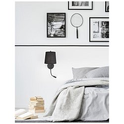 Obrázek pro produkt Nástěnné svítidlo SAGE černý hliník černé stínidlo vypínač na těle E27 1x12W LED 1x3W 220V bez žárovky IP20 čtecí lampička - NOVA LUCE