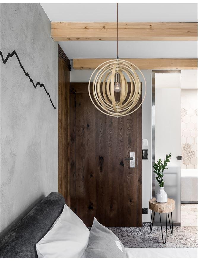 NV 9138062 Závěsné svítidlo ASCO přírodní dřevo hnědý textilní kabel E27 1x12W 230V IP20 bez žárovky - NOVA LUCE
