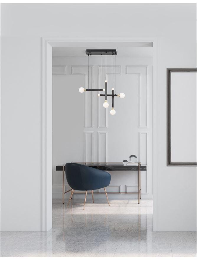 NV 9157904 Závěsné svítidlo CAYO opálové sklo a akryl mosaz a černý hliník LED 20W 230V 3000K IP20 - NOVA LUCE