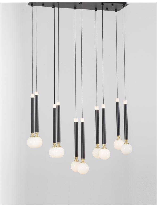 NV 9157910 Závěsné svítidlo CAYO opálové sklo a akryl mosaz a černý hliník LED 50W 230V 3000K IP20 - NOVA LUCE