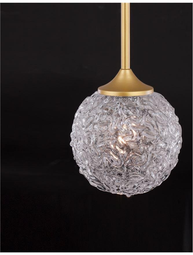 NV 9160211 Závěsné svítidlo MIRANO čiré strukturované sklo a broušená zlatá ocel G9 1x5W 230V IP20 bez žárovky - NOVA LUCE