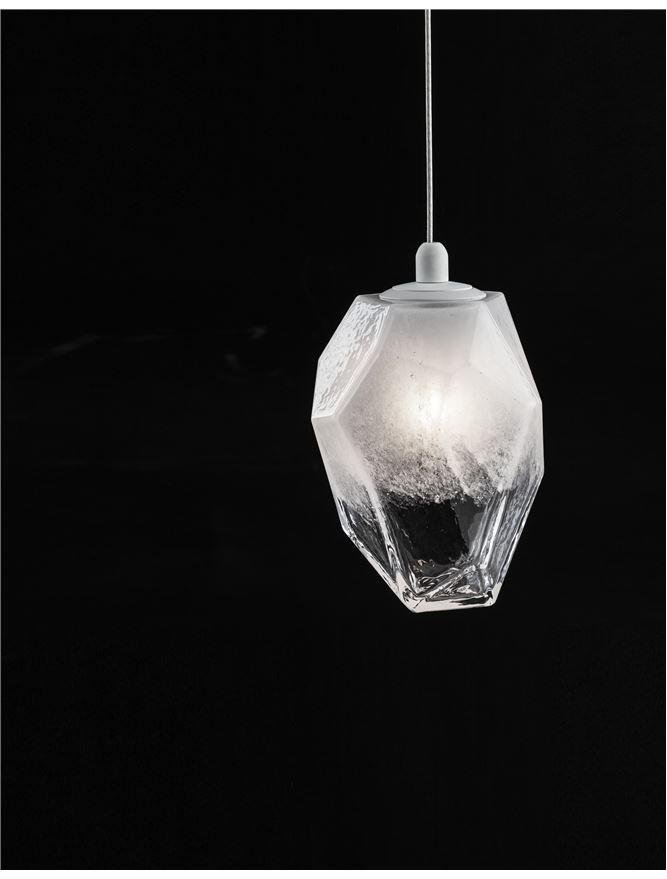 NV 9160231 Závěsné svítidlo ICE bílé sklo s přechody a bílý kov G9 1x5W 230V IP20 bez žárovky - NOVA LUCE