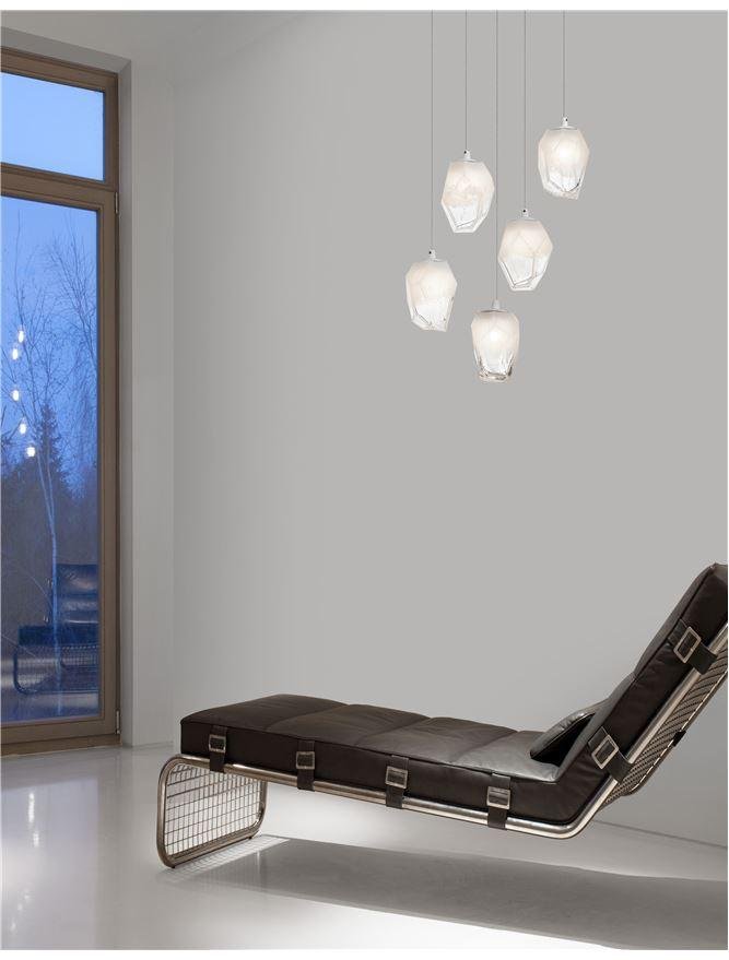 NV 9160235 Závěsné svítidlo ICE bílé sklo s přechody a bílý kov G9 5x5W 230V IP20 bez žárovky - NOVA LUCE