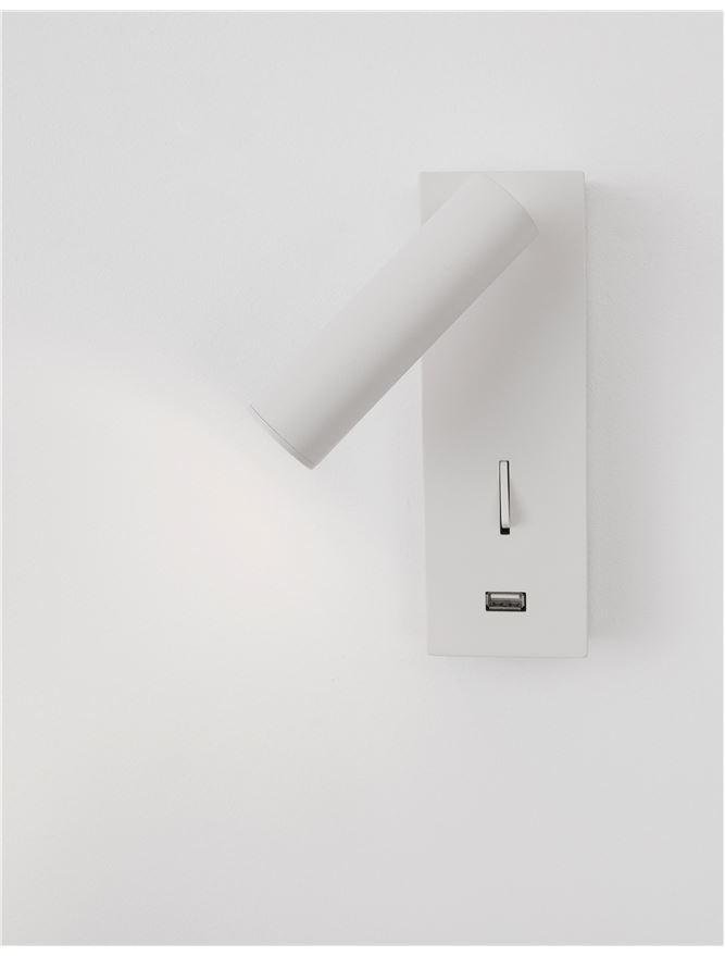 NV 9170101 Bodové svítidlo FUSE bílý hliník nastavitelné vypínač na těle - USB nabíjení LED Samsung 3W 3000K IP20 - NOVA LUCE