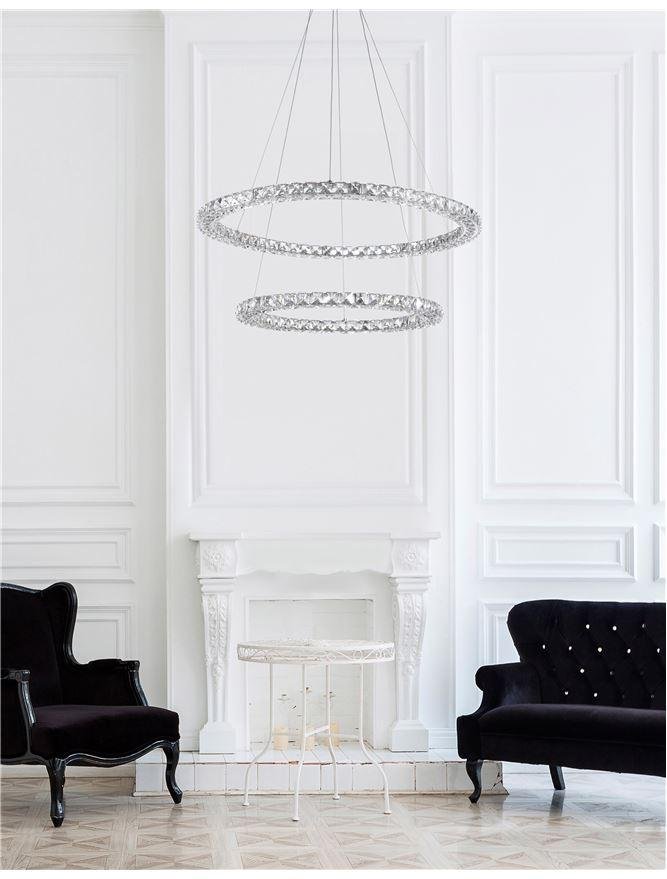 NV 9172518 Závěsné svítidlo QUENTIN chromovaný hliník a K9 křišťál nastavitelné LED 60W 3500K IP20 - NOVA LUCE