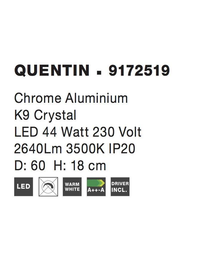 NV 9172519 Stropní svítidlo QUENTIN chromovaný hliník a K9 křišťál LED 44W 230V 3500K IP20 - NOVA LUCE (obrázek 4)