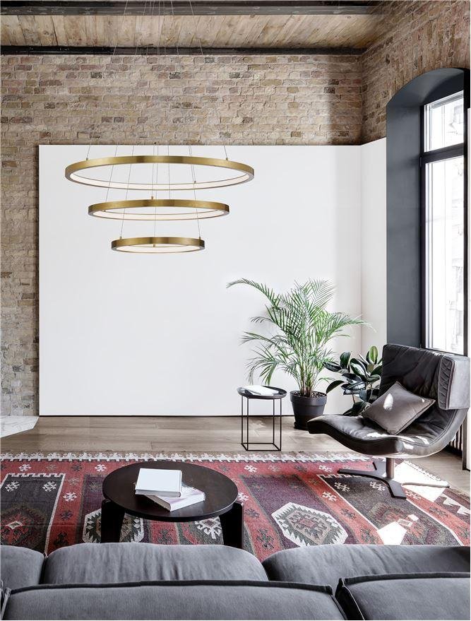 NV 9172869 Závěsné svítidlo EMPATIA LED 108W 3000K mosaz 807+600+395x2000mm stmívatelné - NOVA LUCE