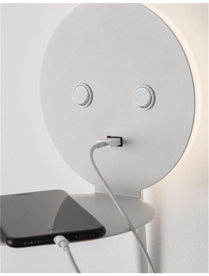NV 9173281 Bodové svítidlo ECLIP bílý hliník nastavitelné vypínač na těle USB nabíjení LED Samsung 230V 3000K osvětlení 6W čtecí lampička 3W IP20 - NOVA LUCE