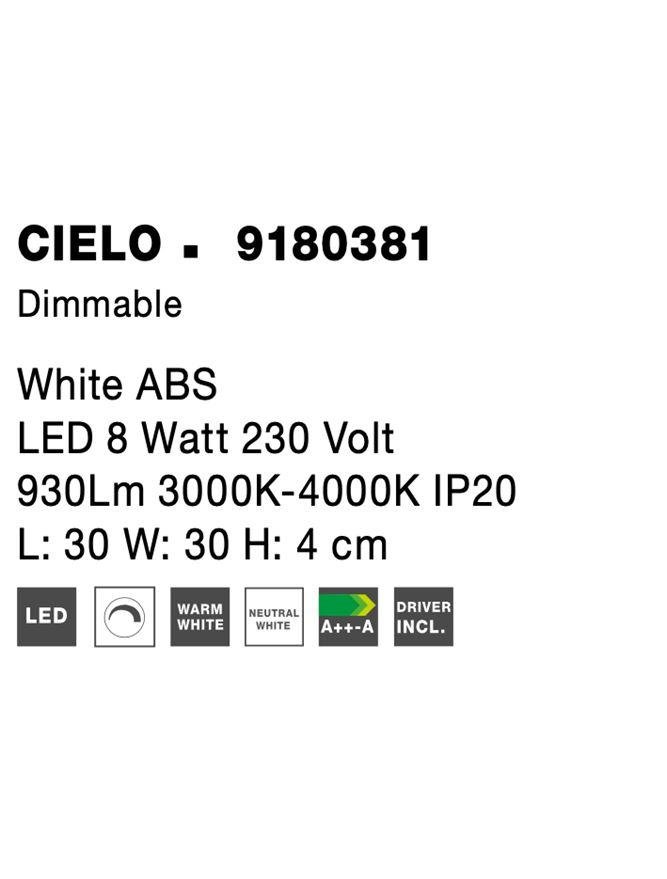 NV 9180381 Hvězdné nebe CIELO bílé LED 8W 230V 930Lm 3000K-4000K IP20 bez dálkového ovládání stmívatelné - NOVA LUCE (obrázek 9)