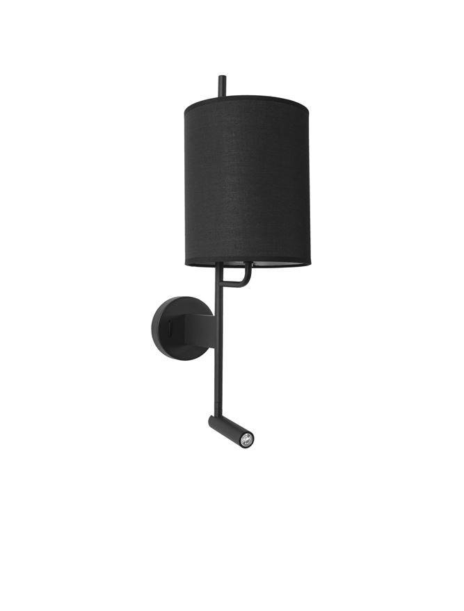 NV 9180512 Nástěnné svítidlo YAMA černé stínidlo a černý hliník nastavitelné - vypínač na těle E27 1x12W 230V IP20 bez žárovky LED Samsung 3W 3000K čtecí lampička - NOVA LUCE (obrázek 2)