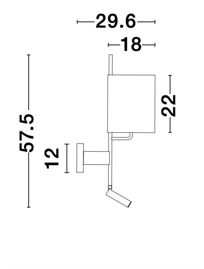 NV 9180512 Nástěnné svítidlo YAMA černé stínidlo a černý hliník nastavitelné - vypínač na těle E27 1x12W 230V IP20 bez žárovky LED Samsung 3W 3000K čtecí lampička - NOVA LUCE (obrázek 6)