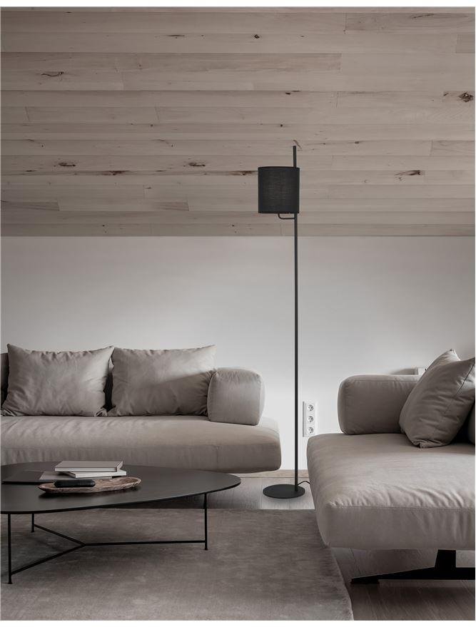 NV 9180522 Stojací lampa YAMA černé stínidlo a černý hliník vypínač na těle E27 1x12W 230V IP20 bez žárovky - NOVA LUCE