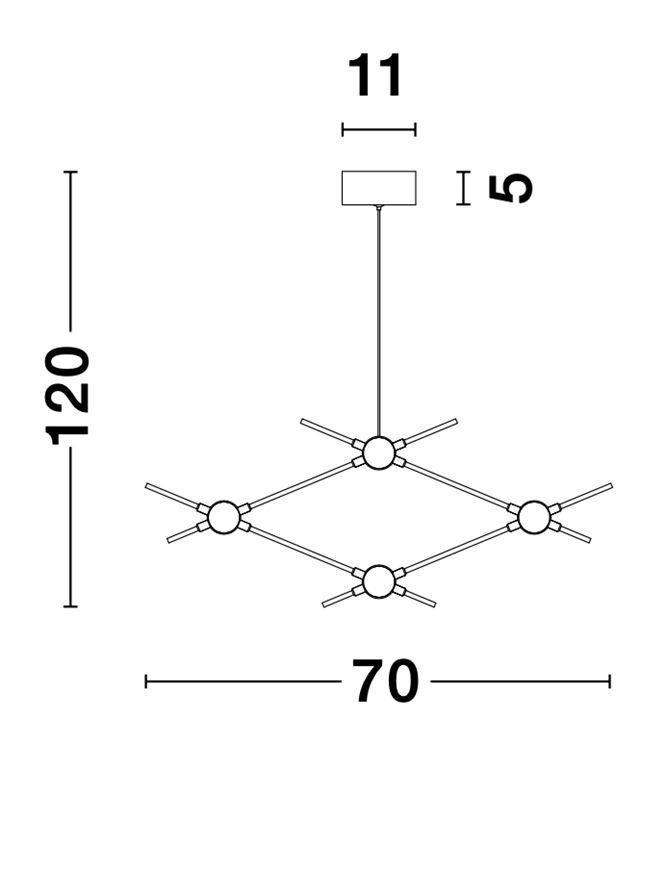 NV 9180674 Závěsné svítidlo ATOMO zlatý kov a akryl LED 4 x 2.4W 230V 3000K IP20 - NOVA LUCE (obrázek 8)